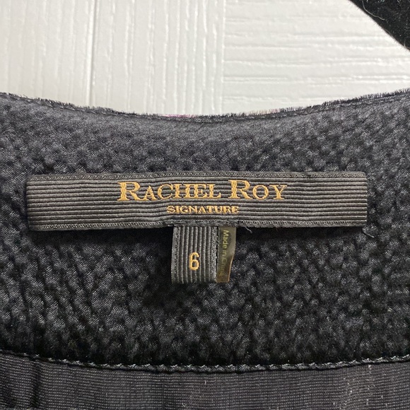 ♥️Rachel Roy Signature| Charcoal Velvet Herringbone Tweed Dress - sz 6 - Picture 8 of 10